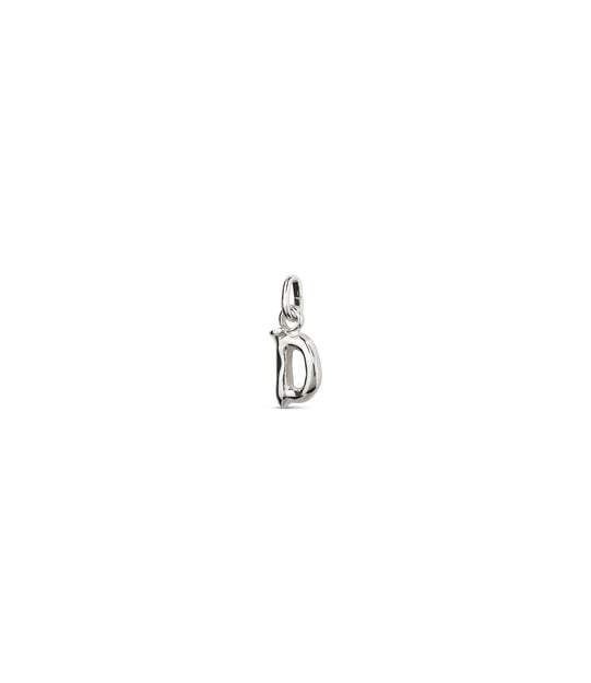 Small D initial charm, Silver, large